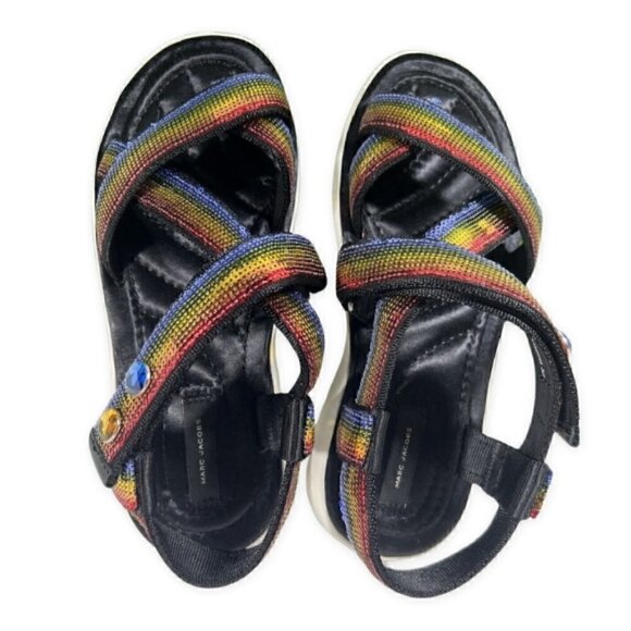 Vince Camuto Rainbow Sequin Criss Cross Flat Sandal 9 NWT - Picture 2 of 9